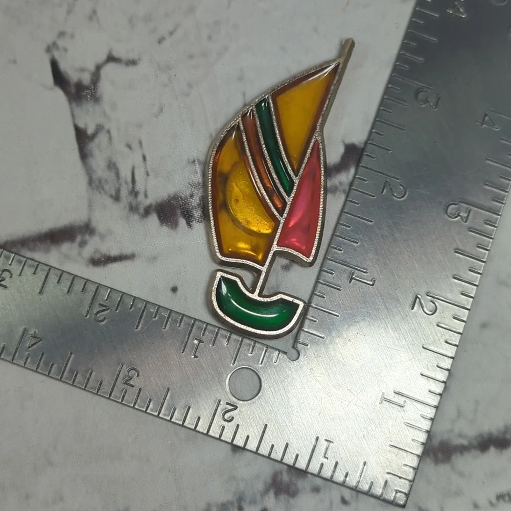 Parrot and Sailboat Vintage Stain Glass Look Plastic Refrigerator Fridge Magnets